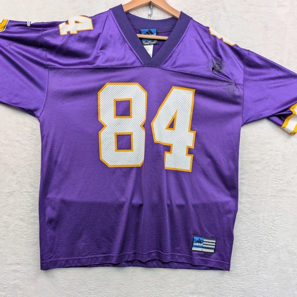 VTG Adidas Randy Moss Jersey Men's L Purple Nylon Minnesota Vikings Football 90s